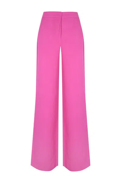 Max Mara Gary Viscose And Linen Trousers In Fuxia