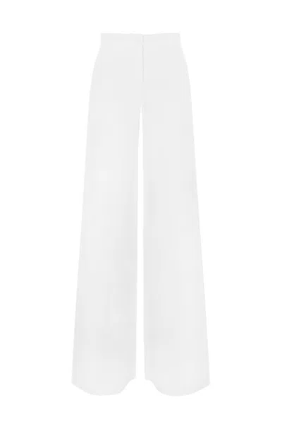 Max Mara Gary Viscose And Linen Trousers In Bianco