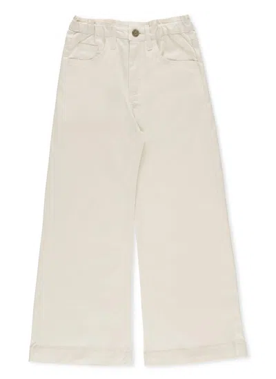 Golden Goose Kids' Girl's Journey Wide-leg Stretch Jeans In Off White
