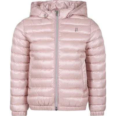 Herno Kids' Pink Down Jacket For Girl With Logo