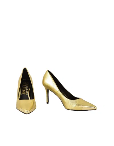 Versace Jeans Couture Gold Crackle Heels In E948 Gold