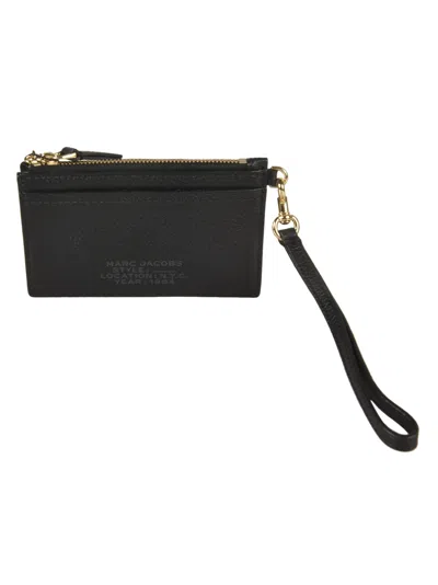 Marc Jacobs Top Zip Logo Detail Card Holder In Black