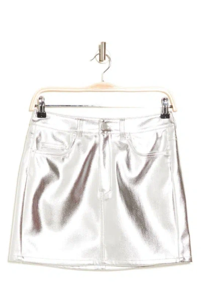 French Connection Metallic Mini Skirt In Silver
