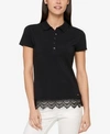 TOMMY HILFIGER LACE-TRIM POLO TOP, CREATED FOR MACY'S