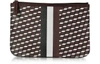 PIERRE HARDY LARGE BURGUNDY AND WHITE CUBE AND STRIPES CANVAS AND LEATHER POUCH