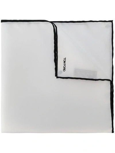 Tom Ford Silk Pocket Square With Contrast Border In Wh/nv
