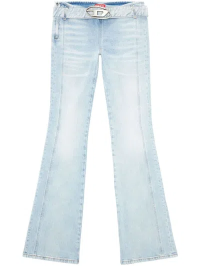 Diesel Womens 1 D-ebbybelt Logo-buckle Mid-rise Denim Jeans In Blue