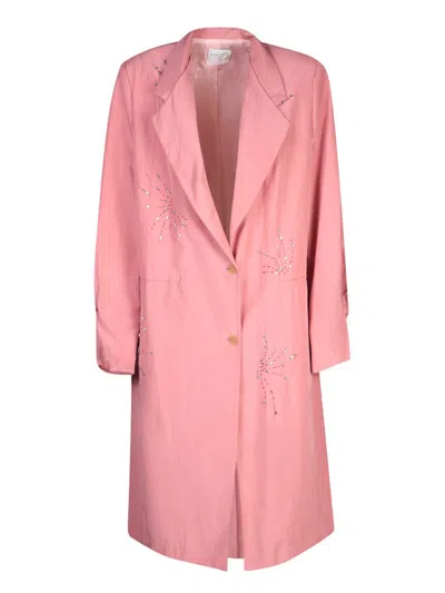 Forte Forte Embroidery Salmon Duster Coat In Pink