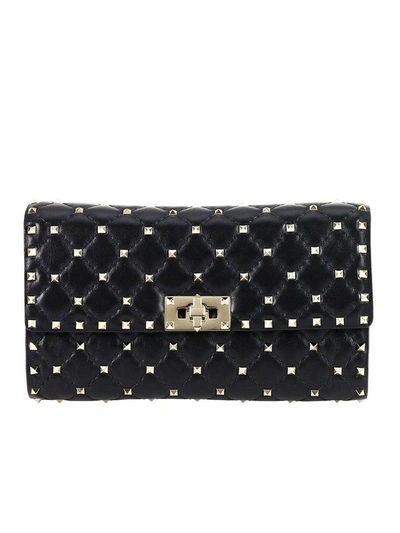 Valentino Garavani Rockstud Matelasse Quilted Leather Crossbody Bag In Nero