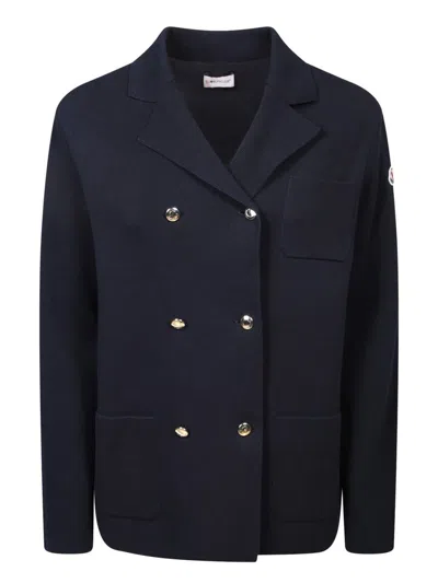 Moncler Padded Cardigan In Blue