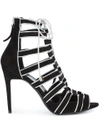 PIERRE HARDY strap high heeled sandals,NL09SUEDEKIDLAMBMETALBLACKSILVER12301393