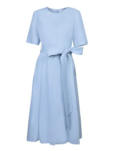 P.a.r.o.s.h Parosh Powder Blue Viscose Linen Midi Dress