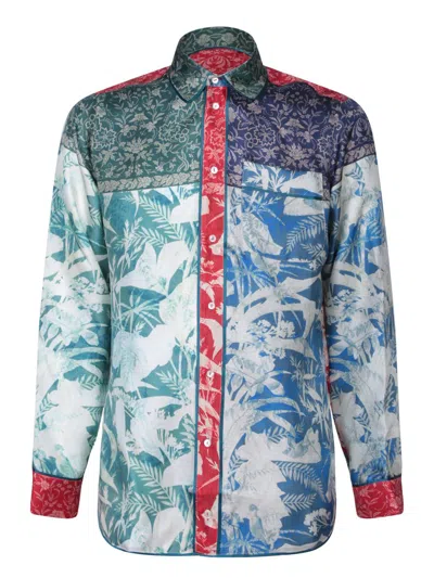 Pierre-louis Mascia Floral-print Silk Shirt In Blue