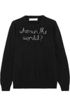 LINGUA FRANCA WHO RUN THE WORLD EMBROIDERED CASHMERE SWEATER