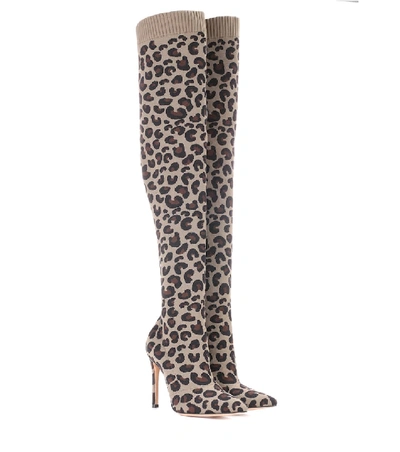 Gianvito Rossi Sauvage Leopard Stretch Boots In Brown