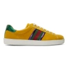 GUCCI Yellow Velvet Ace Sneakers