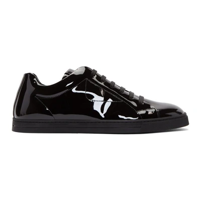 Fendi Monster Patent Leather Trainers In Black