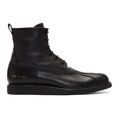Common Projects Pebble-grain Leather Boots In Black