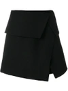 Balmain Asymmetric Nappa Leather Mini Skirt In Black