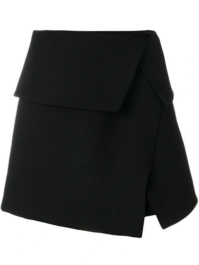 Balmain Asymmetric Nappa Leather Mini Skirt In Noir C0100