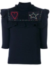VALENTINO HEART AND STAR BIB KNITTED TOP,NB3KC0223F812303058