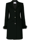 SONIA RYKIEL FEATHER TRIM BUTTON COAT,182115121512298001