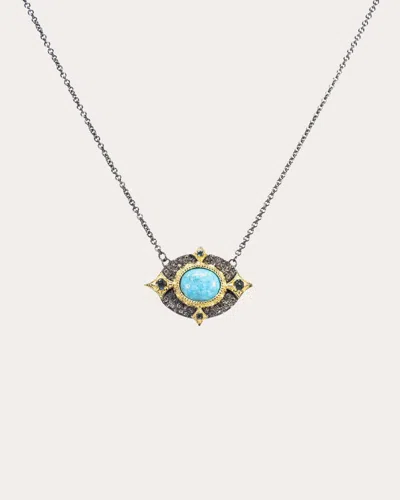 Armenta Women's Turquoise Oval East-west Pendant Necklace In Blue