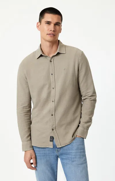 Mavi Button Up-long Sleeve Shirt In Vintage Khaki In Beige