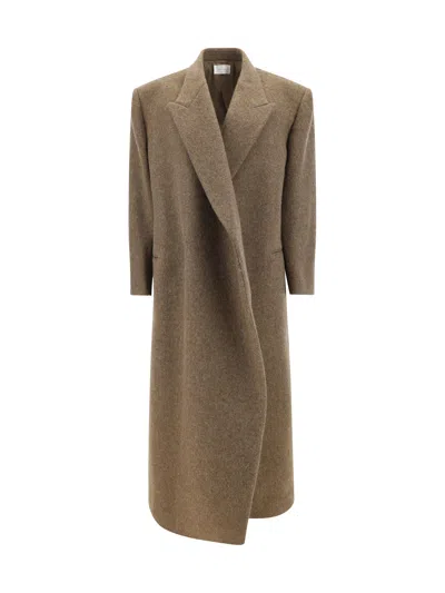 The Row Dhani Wool-felt Coat In Brown Grass