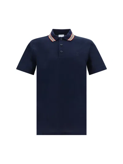 Burberry Pierson Logo Cotton Polo Shirt In Coal Blue