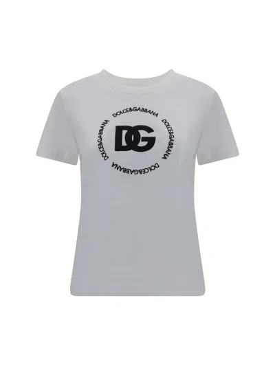 Dolce & Gabbana Cotton Crew-neck T-shirt In Bianco Ottico
