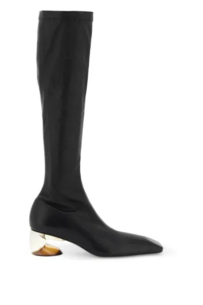 Jil Sander Stretch Leather Boots In Black