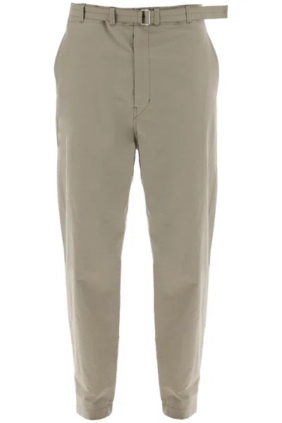 Lemaire Carrot Fluid Crepe Cotton Trousers In In Khaki