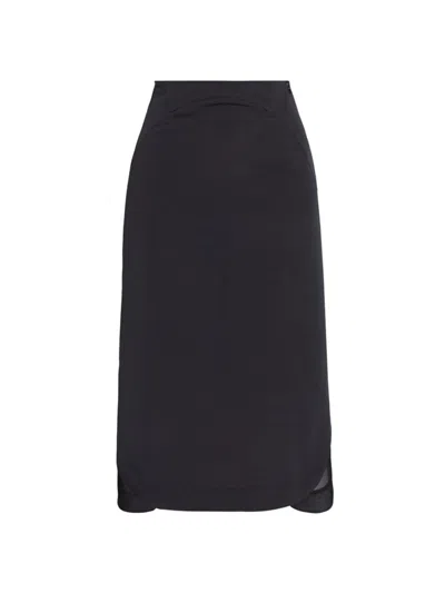 Alaïa Sheer Midi Skirt In Black