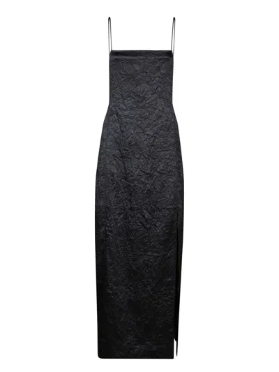 Ganni Dress In Crinkle Fabric In Black
