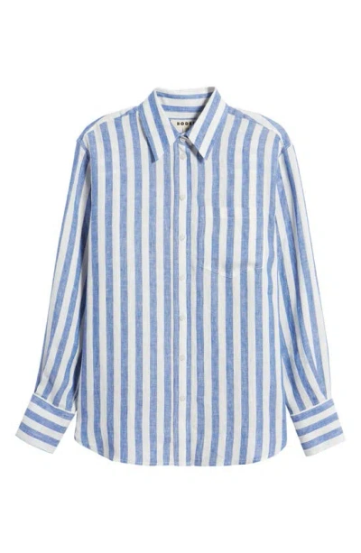 Boden Connie Stripe Linen Button-up Shirt In Cobalt Stripe
