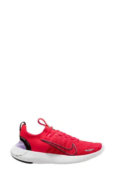 Nike Free Run Flyknit Next Nature Running Shoe In Bright Crimson/ Black/ Red