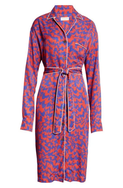 Dries Van Noten Doralas Abstract-print Long-sleeve Belted Shirtdress In Red 352