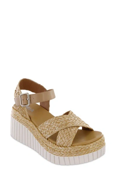 Mia Zamara Raffia Wedge Platform Sandal In Natural