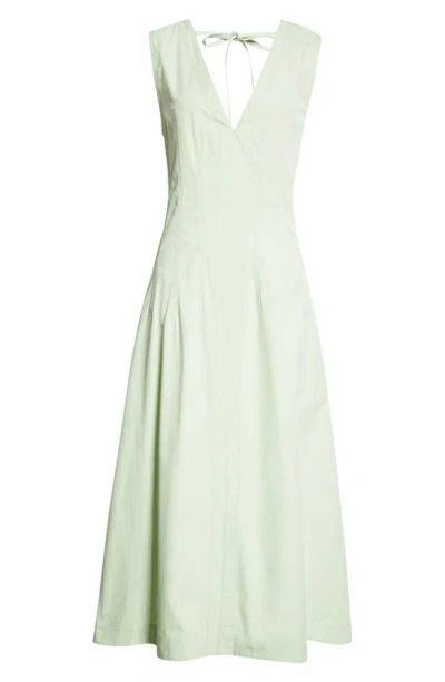 Bottega Veneta Compact Deep V-neck Sleeveless Cotton Blend Dress In Green