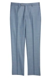 Zanella Parker Classic Wool Sharkskin Dress Pants In Medium Blue