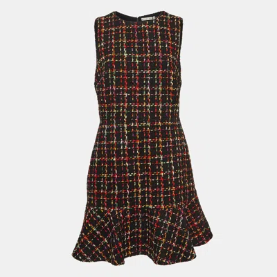 Pre-owned Alice And Olivia Multicolor Tweed Sleeveless Flounce Sonny Dress L