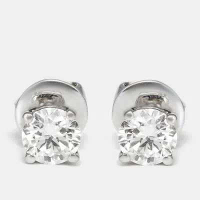 Pre-owned The Diamond Edit 18k White Gold Earring