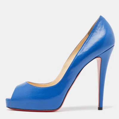 Pre-owned Christian Louboutin Blue Leather Very Prive Pumps Size 40