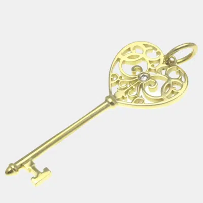 Pre-owned Tiffany & Co 18k Yellow Gold And Diamond Heart Key Pendant