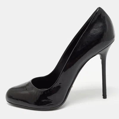 Pre-owned Sergio Rossi Black Patent Leather Round Toe Pumps Size 40