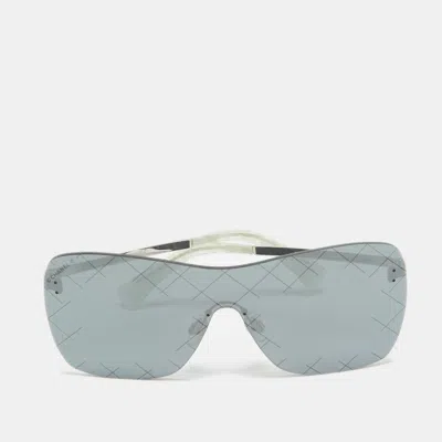 Pre-owned Chanel Black/silver 4215 Runway Shield Sunglasses