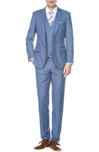 Braveman Premium Slim Fit 3-piece Suit In Slate Blue