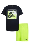3 Brand Kids' Dri-fit T-shirt & Shorts Set In Black