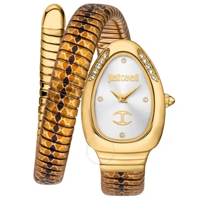Just Cavalli Women's Snake Silver Dial Watch In Gold Tone / Silver / Yellow